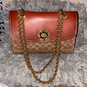 COACH PARKER 26 signature w/ canvas and tea rose